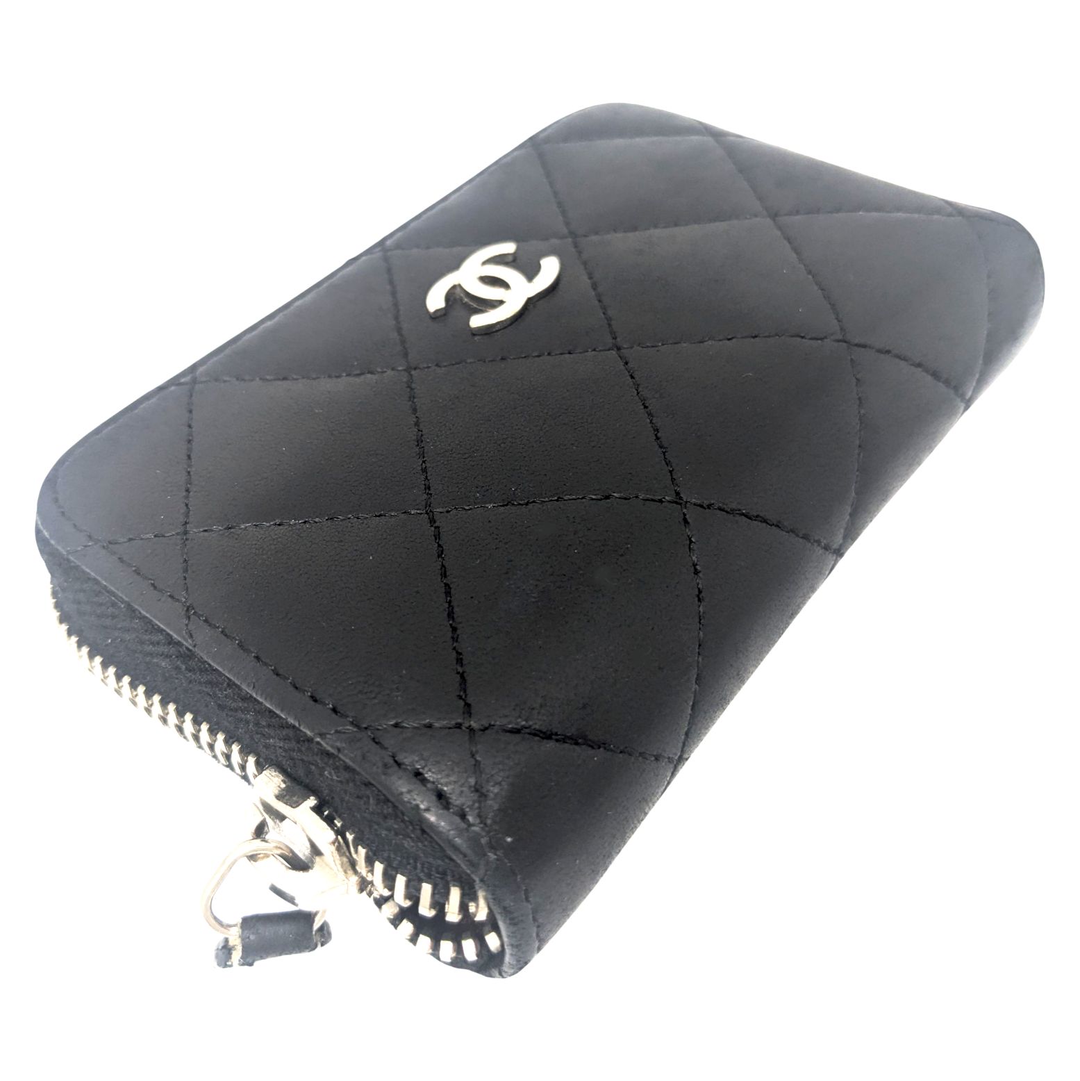 中古】CHANEL シャネル マトラッセ コインパース ラムスキン 黒