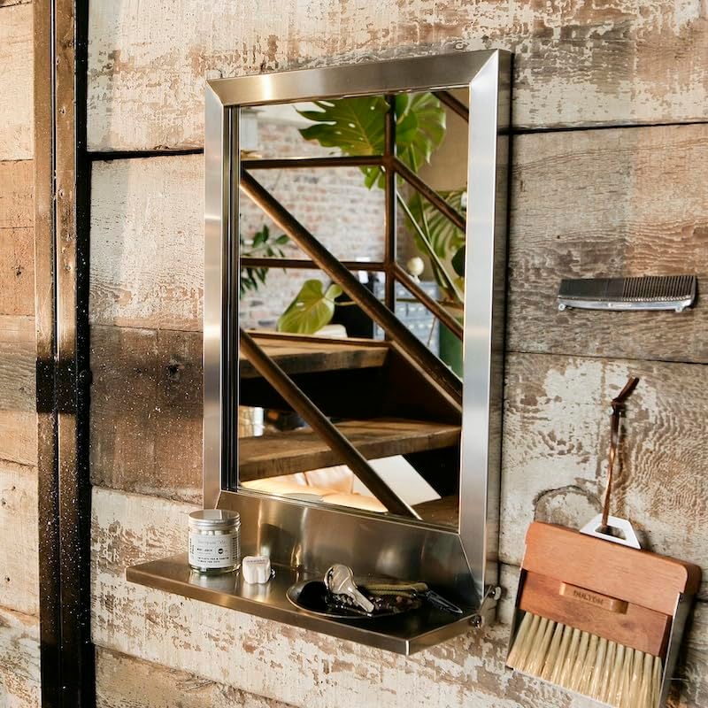 STAINLESS STEEL FRAME MIRROR WITH BRACKET S インテリア ウォール