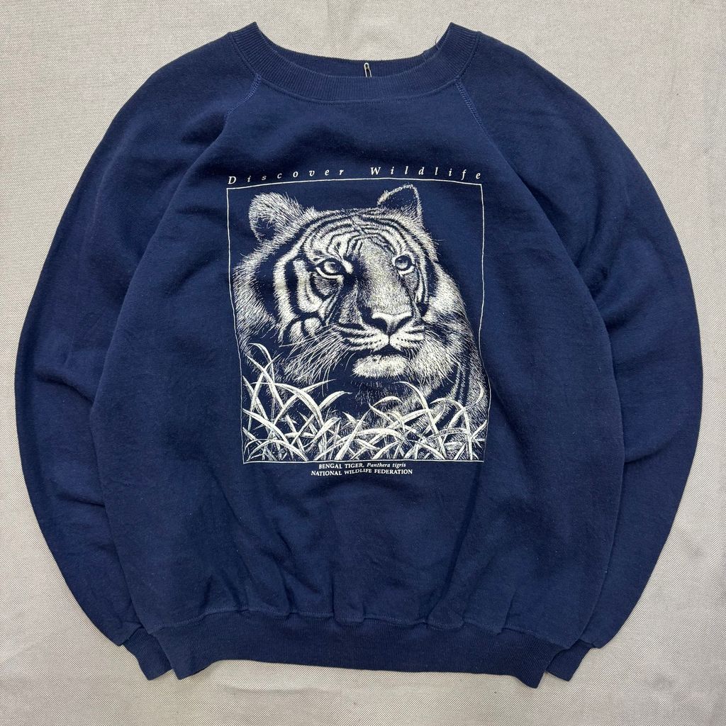 90s USA製 Hanes Discover Wildlife ヘインズ アニマル ラグラン