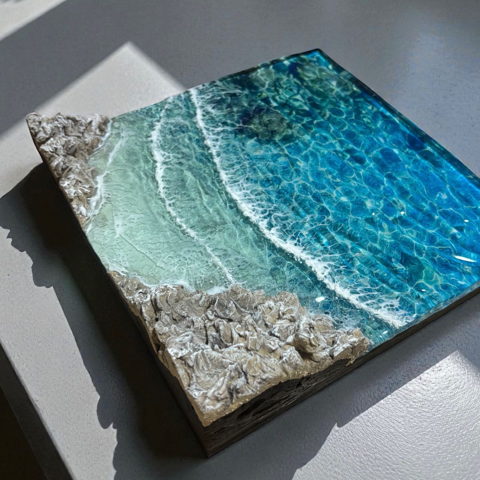 傾斜厚盛りボード 岩場 超立体 沖縄の海 レジンアートボード 美ら海 オーシャンアート N703 NEXPOTALLINN_EU