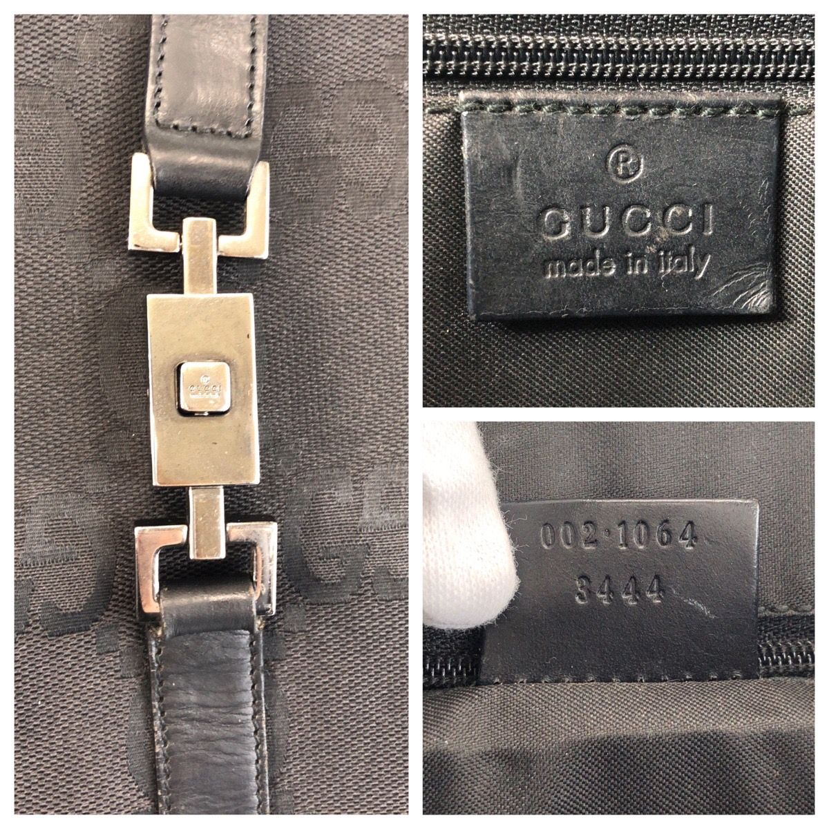 美品 GUCCI グッチ ジャッキー GGジャンボ ブラック 黒 GGキャンバス  