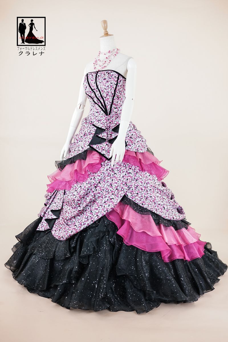 地域限定無料配送 フォーマル衣装 Aya na ture ドレス 9号 CLC5189 ピンク パープル 黒 ネックレス イヤリング付き クラレナ ドレス 洋装 品 リサイクル cd9 cd11 最高品質を待つ！