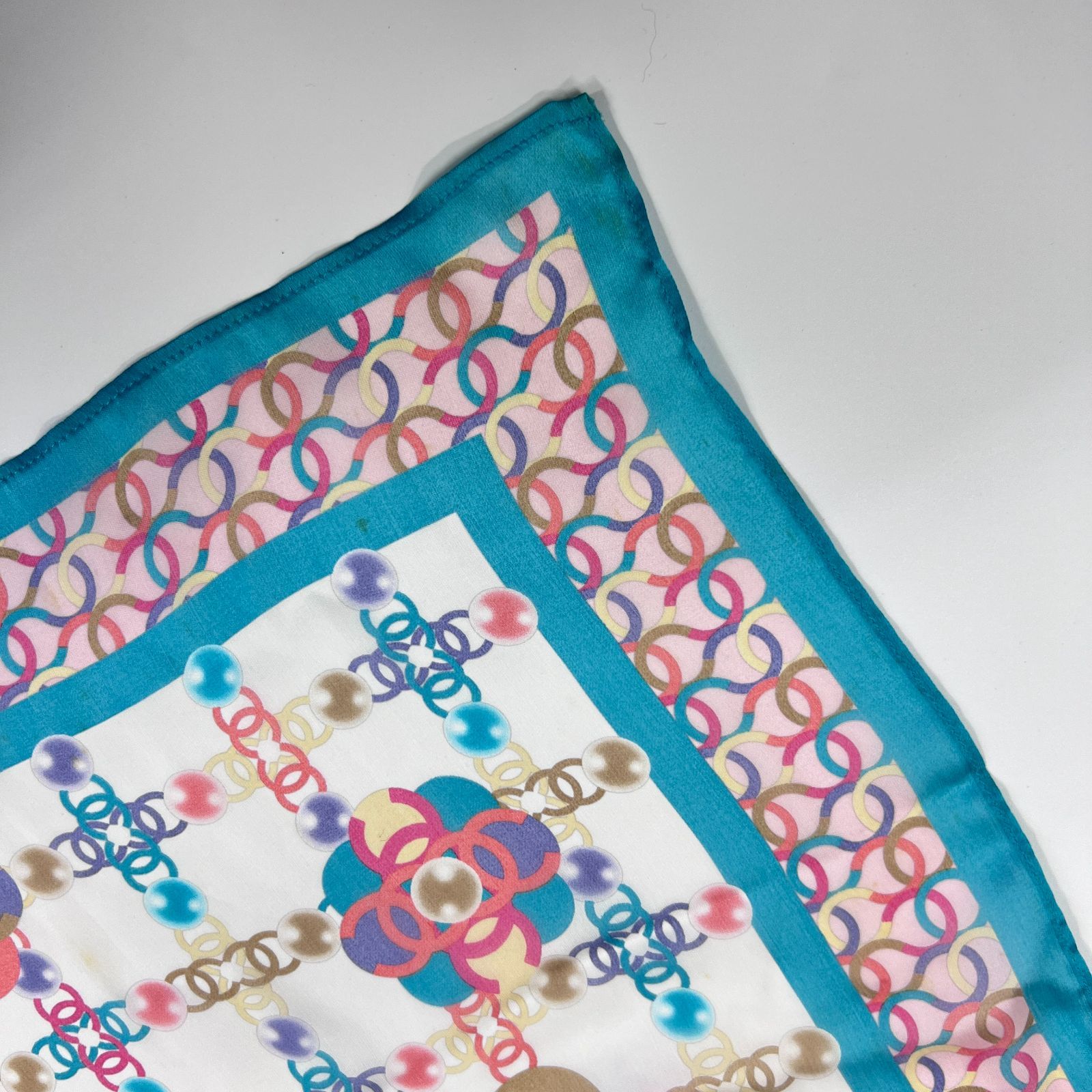 中古】CHANEL シャネル ココマーク スカーフ シルク マルチカラー  