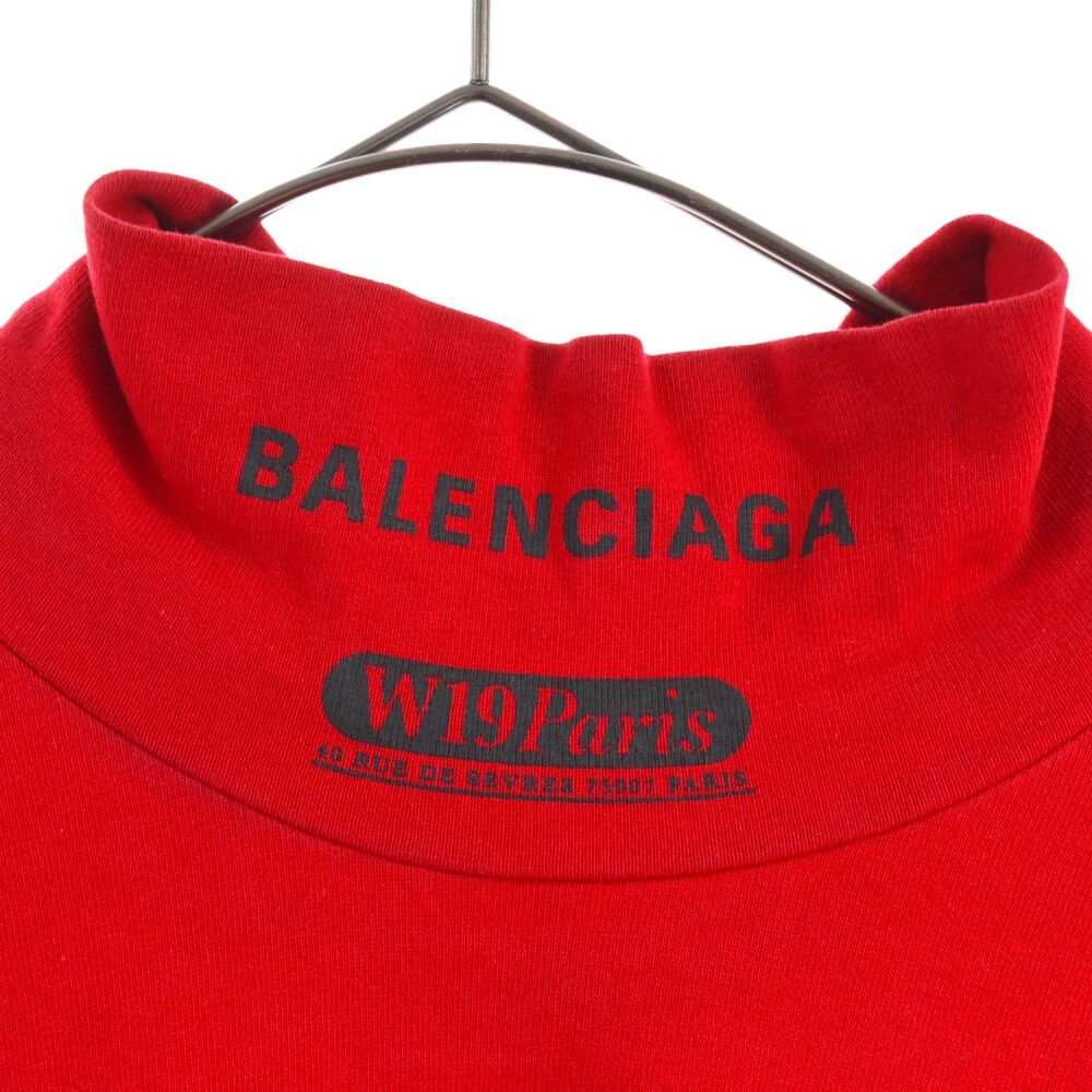 BALENCIAGA (バレンシアガ) 19AW Multi Logo Turtle Neck Long Sleeve Tee マルチロゴタートルネックロングスリーブ長袖Tシャツ  長袖カットソー レッド 594582 TGV79 - メルカリ