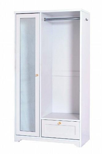 佐藤産業 ANRI ハンガーラック 幅80cm 奥行40cm 高さ150cm ホワイト ミラー付き 選べる取っ手 サイドフック付き 可動棚 AN150-80H WH