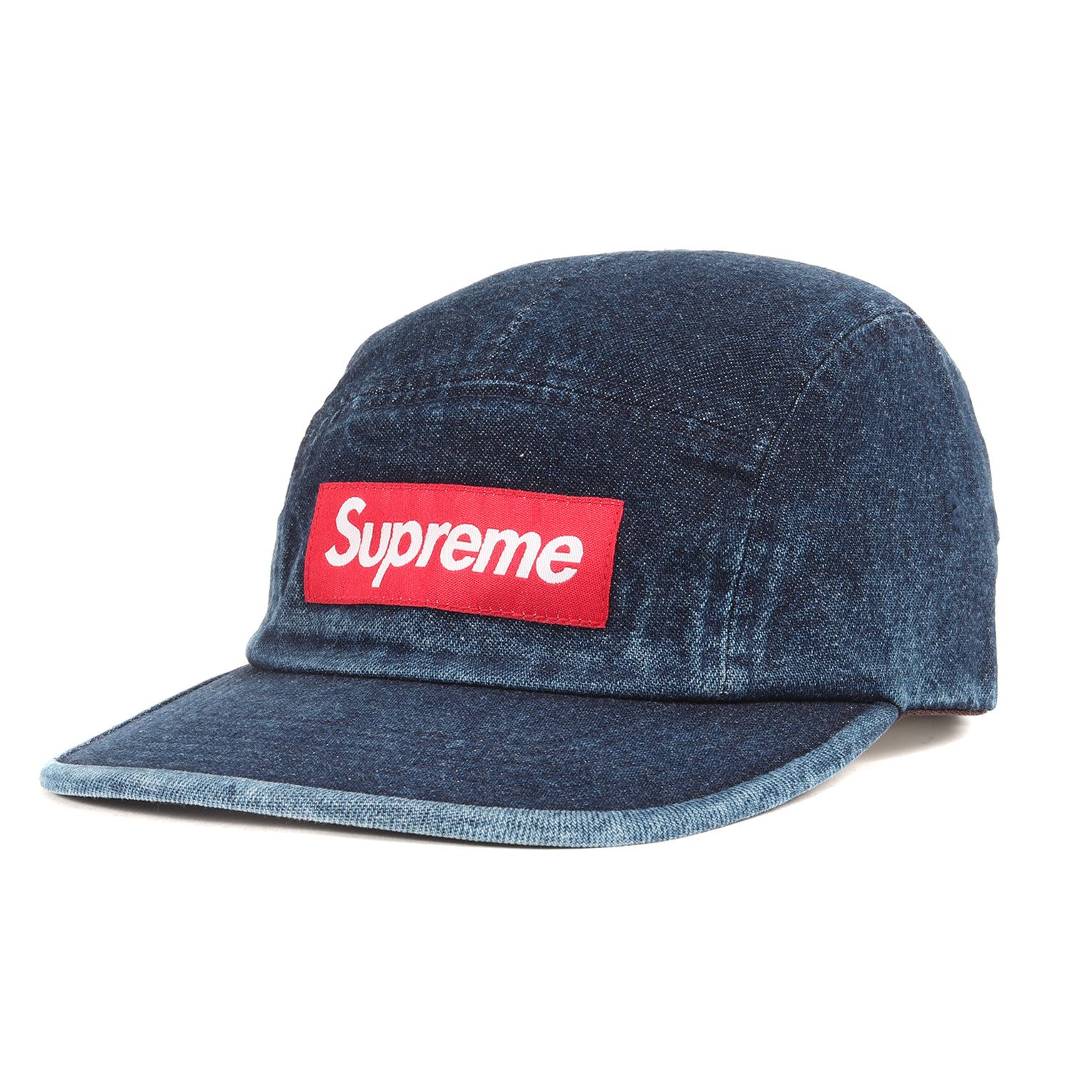 美品 Supreme シュプリーム キャップ 18SS ウォッシュド デニム ボックスロゴ キャンプキャップ Washed Chino Twill Camp Cap インディゴ 帽子 【メンズ】
