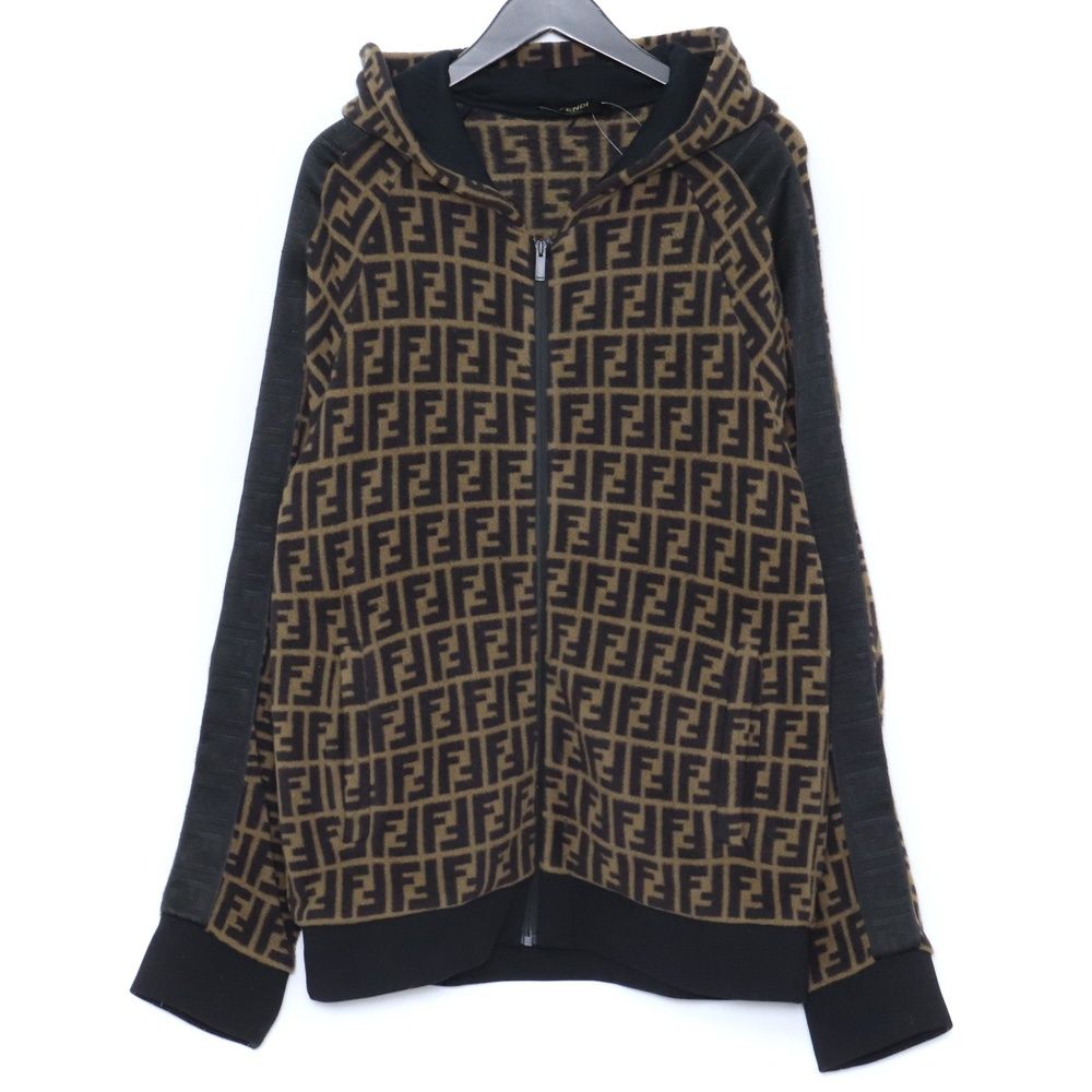 FENDI FFロゴズッカ柄フリースジップアップパーカー Mサイズ - メルカリ