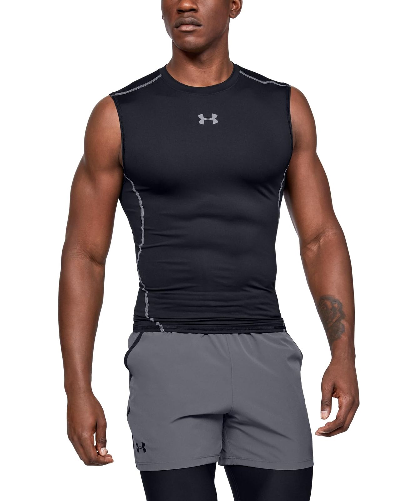 [アンダーアーマー] UA HEATGEAR ARMOUR SLEEVELESS Mens メンズ 001 日本 XXL (日本サイズ3L相当) [Black / Steel] [2XL]