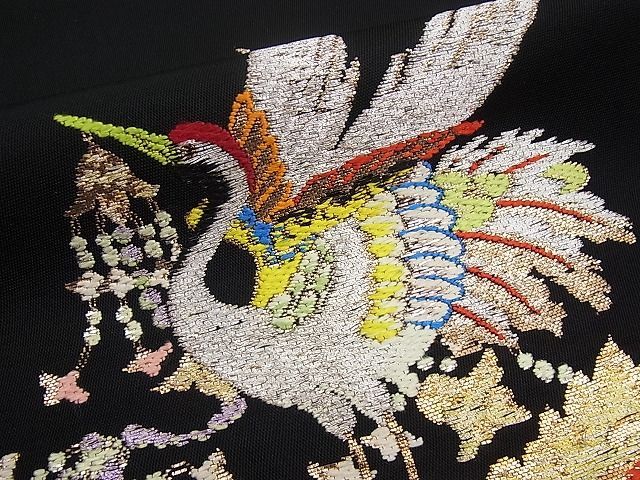 平和屋本店■最高級　龍村平蔵製　千代乃冠錦　本袋帯　黒地　金糸　逸品3s1047 期間限定セール20％off○最高級 龍村平蔵製 千代乃冠錦 本袋帯 黒地