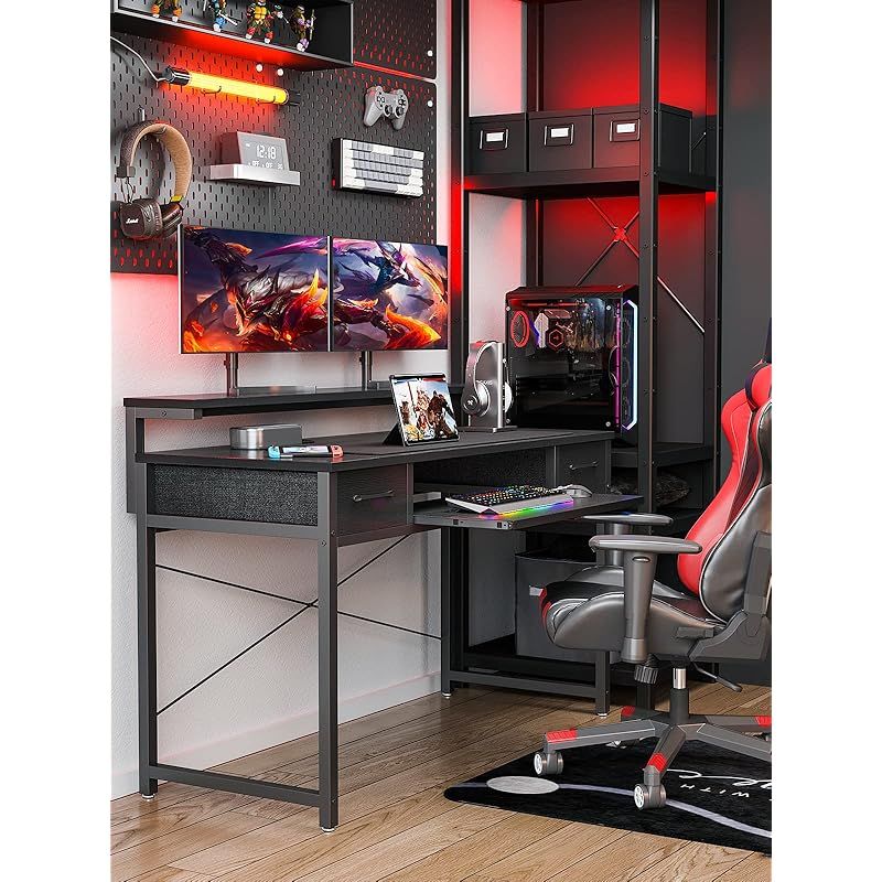 ODK パソコンデスク キーボードスライダー付き 幅120cm ゲーミング