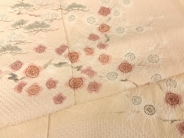 平和屋着物○十日町 名門 滝泰謹製 訪問着 絞り 梅松文 暈し染め 金彩