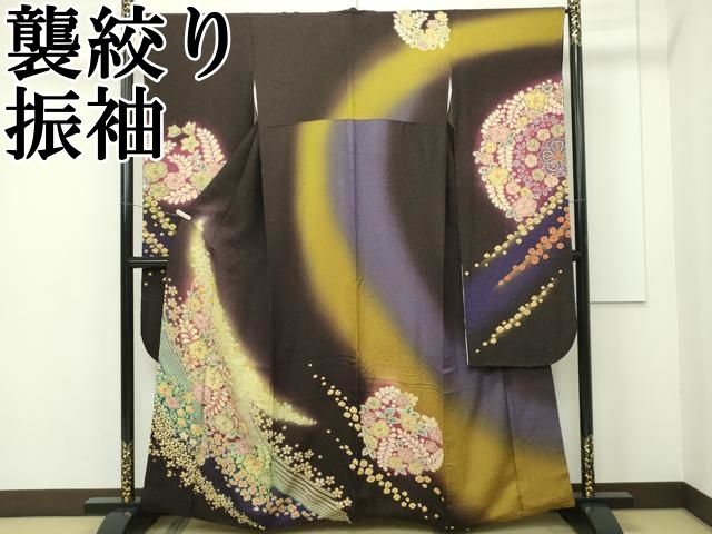 cocoa様平和屋本店作家物　辻が花絞り　金通し豪華絞り 平和屋本店□極上 振袖 襲絞り 辻が花 暈し染め 金通し地 逸品