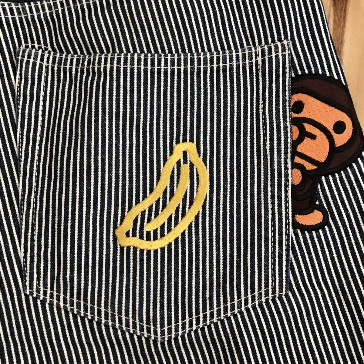 ☆XL☆ BAPE マイロ 刺繍 ヒッコリー ハーフパンツ a bathing ape BAPE 