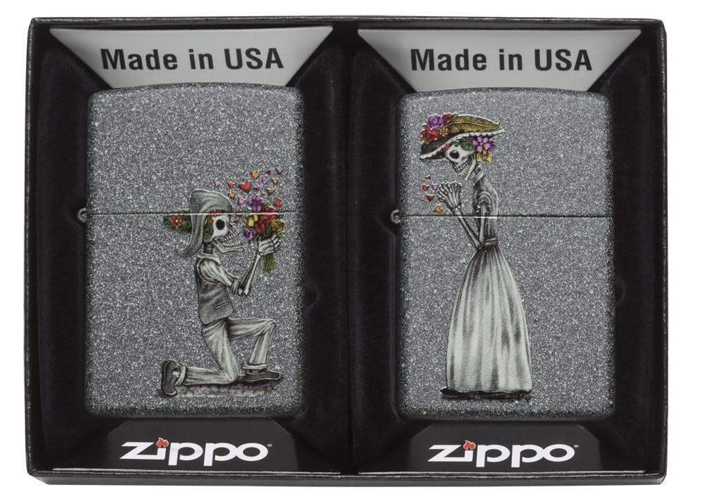 【特価】ZIPPO(ジッポ) オイルライター USモデル ペアジッポ スカル 花束プロポーズ 28987