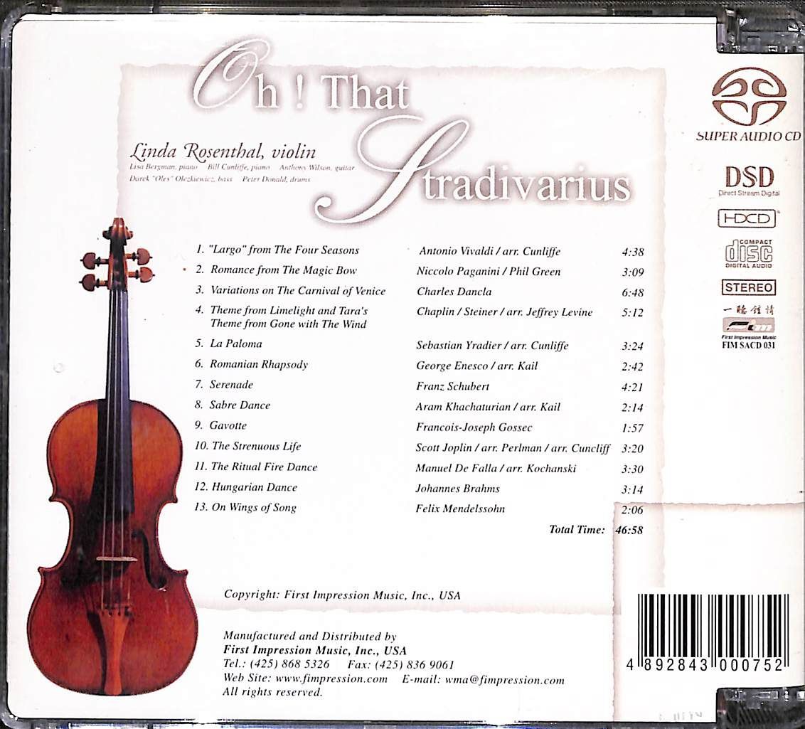 LINDA ROSENTHAL (Violin) - Oh! That Stradivarius SACD 廃盤 レア盤-