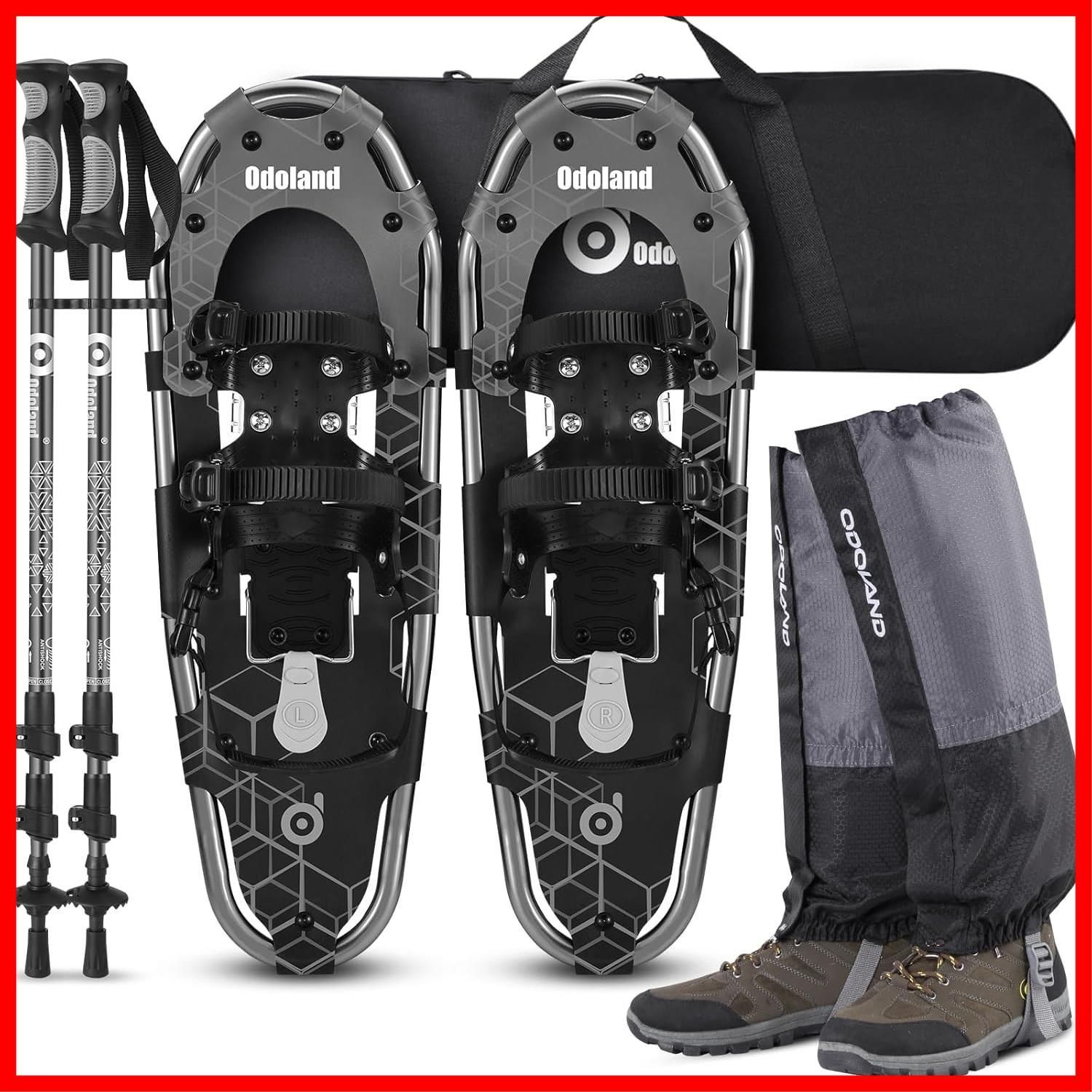 Odoland 4-In-1軽量スノーシューセット トレッキングポール