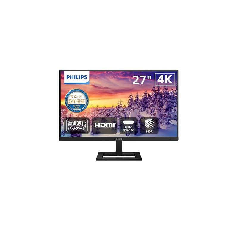 PHILIPS モニターディスプレイ 27E1N1900AE|11 27インチ|3840x2160 4K|IPS|スピーカー2W x2|昇降 チルト|HDMI2.0 x2 USB C 3.2 Gen1 x1 65W|DP Alt mode |USBポート 1