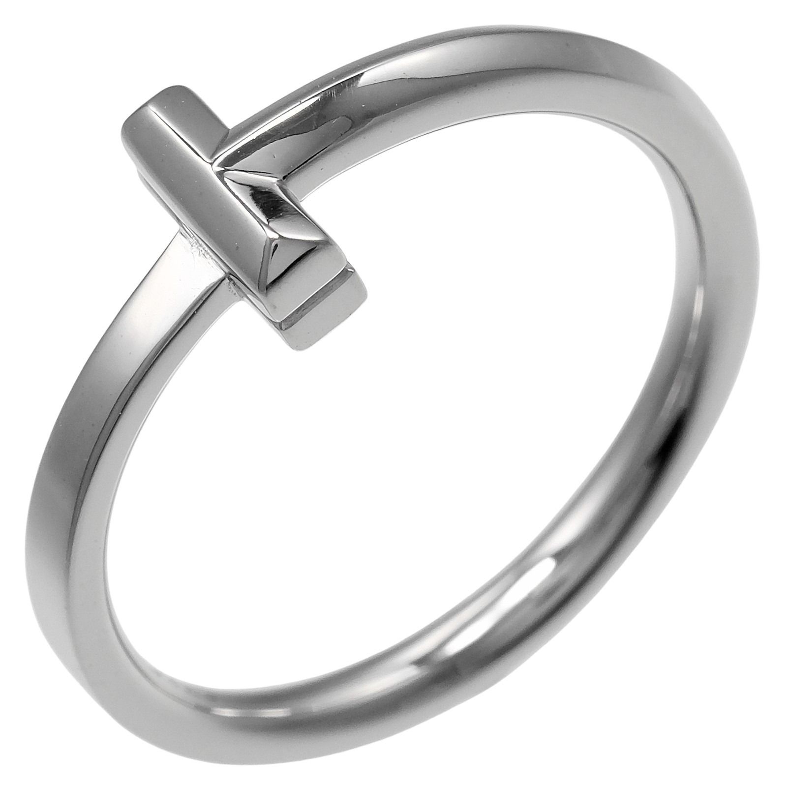 TIFFANY-Co. ティファニー Tワン 2.5mmモデル K18ホワイトゴールド 14号 レディース 4.26g リング 指輪
