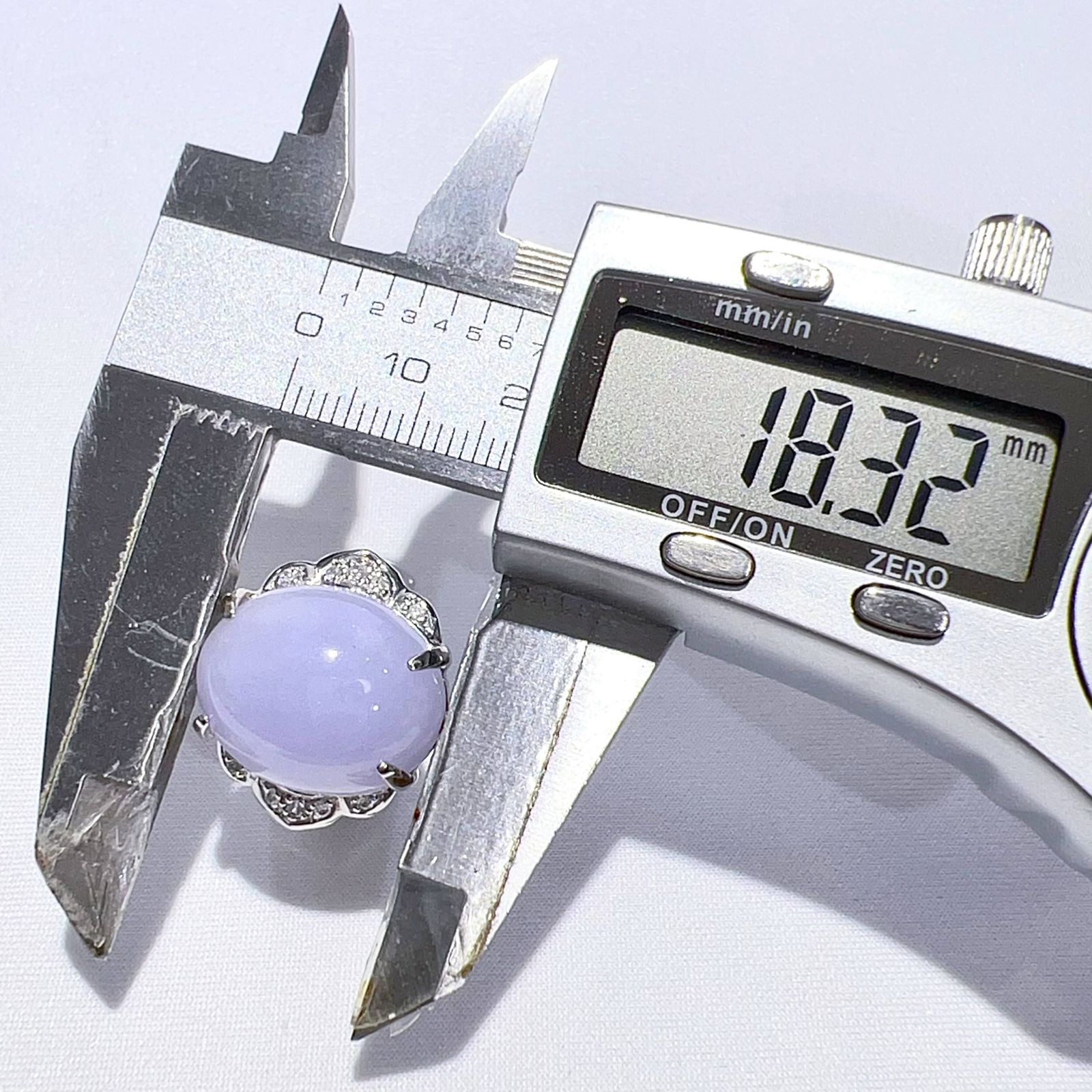 Pt900 天然 翡翠 ラベンダージェイダイト ダイヤ リング 10号