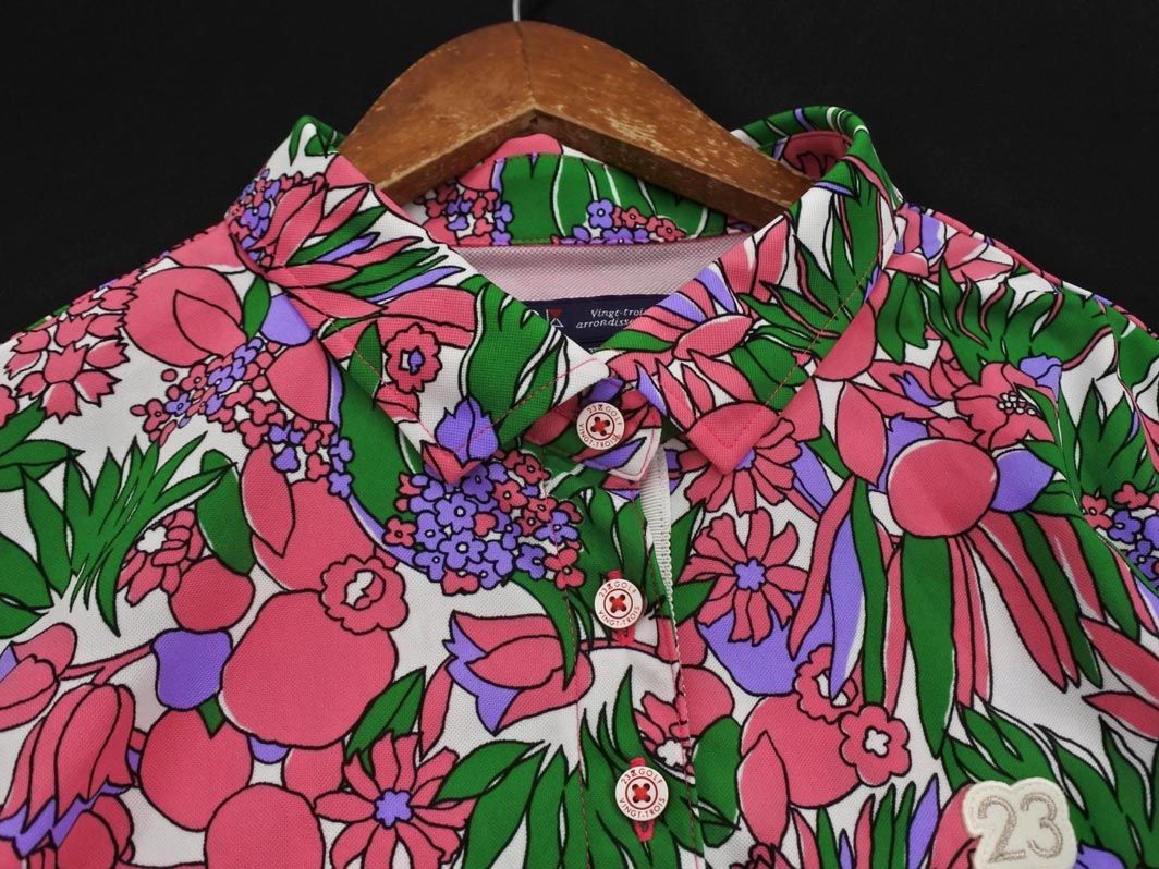 最終値下げ！23区GOLF 花柄ゴルフシャツ サイズIII 23区 GOLF 23区 ゴルフ 花柄 ポロシャツ size3/ピンクx緑x白