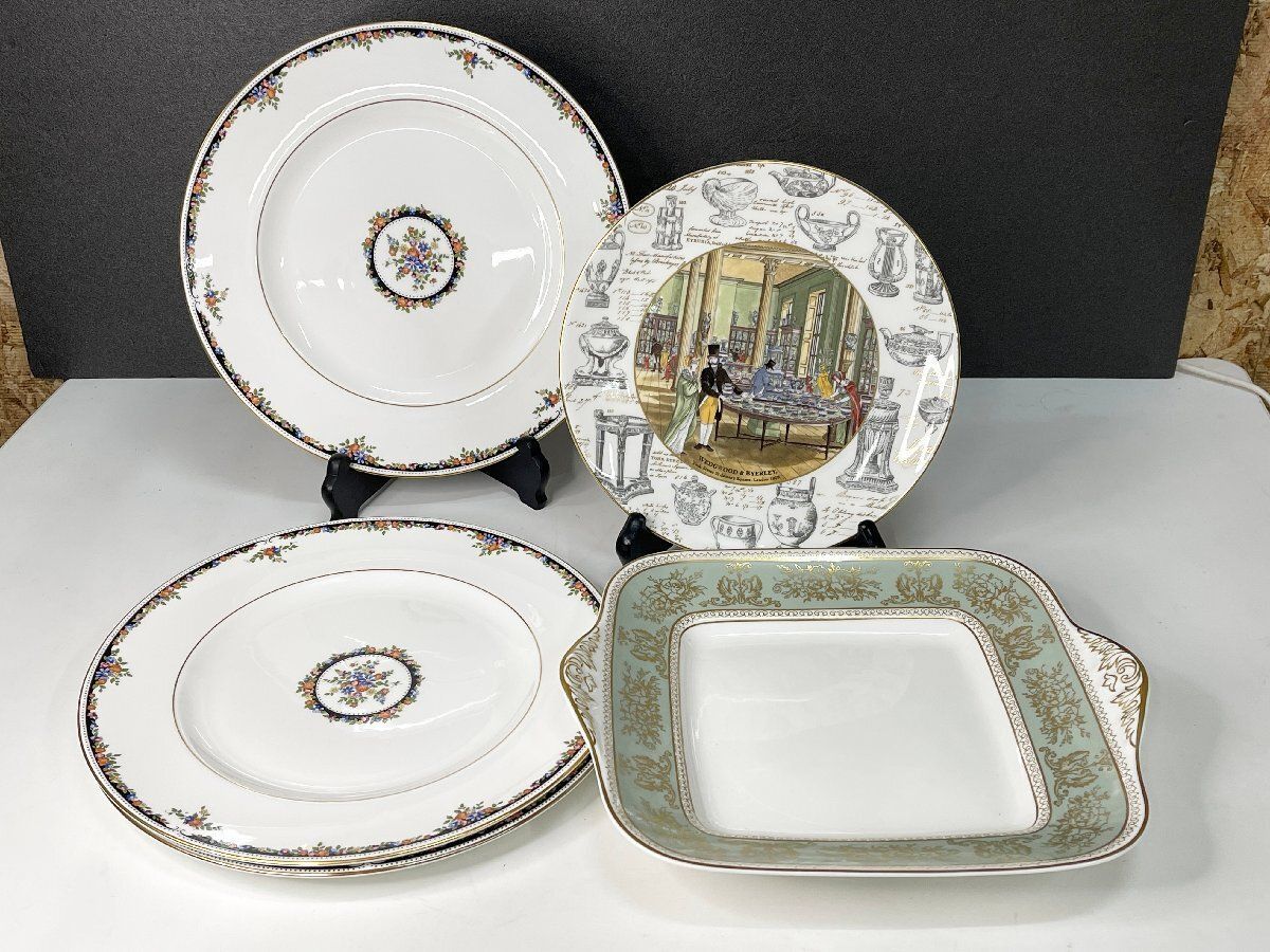 ●ウェッジウッド WEDGWOOD プレート5枚セット お皿 洋食器 イヤープレート ボーンチャイナ コロンビア セージグリーン オズボーンB 他382