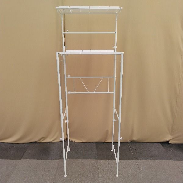 ホワイト 段差対応＆たっぷり奥行ランドリーラック