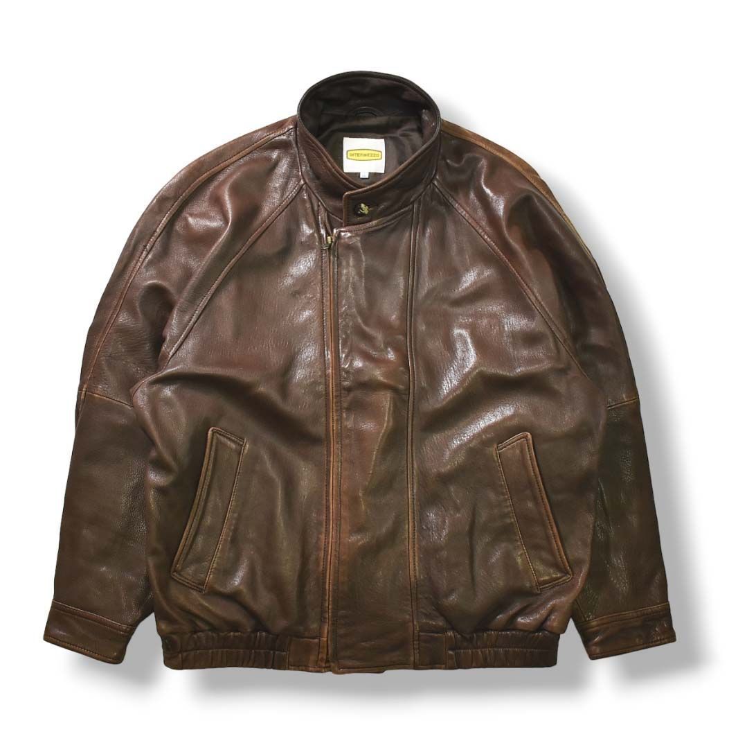 INTERMEZZO インターメッツォ ラムレザージャケット M ブラウン よかっ  
