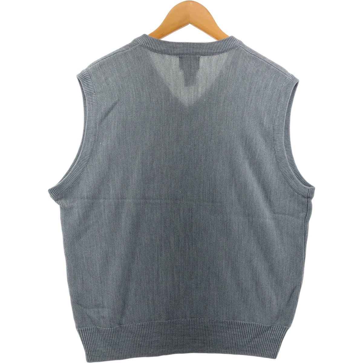 ドッカーズ ニットベスト Vネック アクリル 無地ブルー US古着z18① 中古古着 DOCKERS コットン ニット セーター