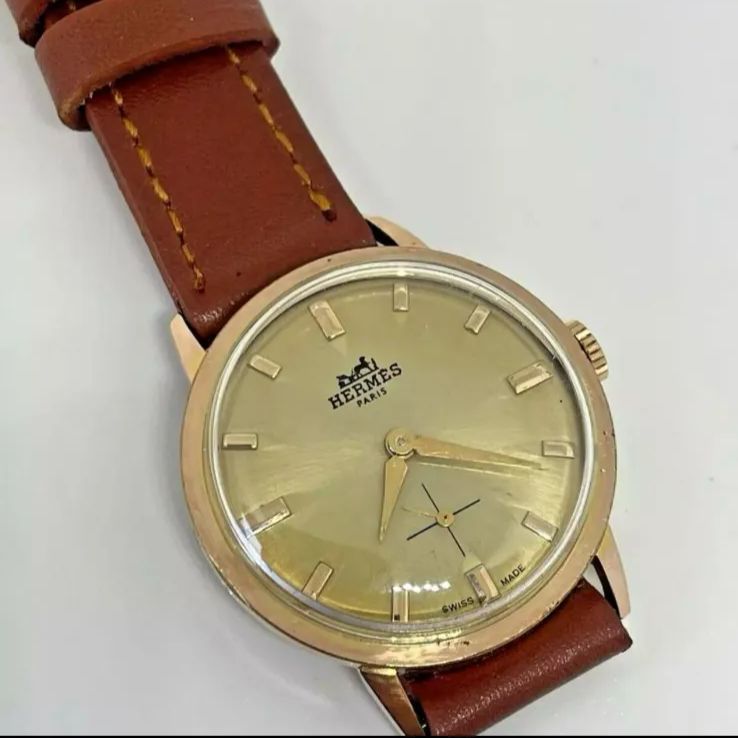 HERMES ゴールド装飾時計 HERMES エルメス セリエ 腕時計 K18イエローゴールド/革