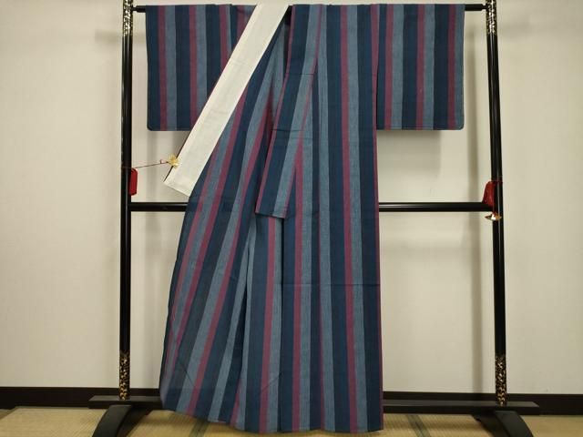 平和屋着物∴夏物 浴衣 しじら織 間道 綿 AABA5685sx