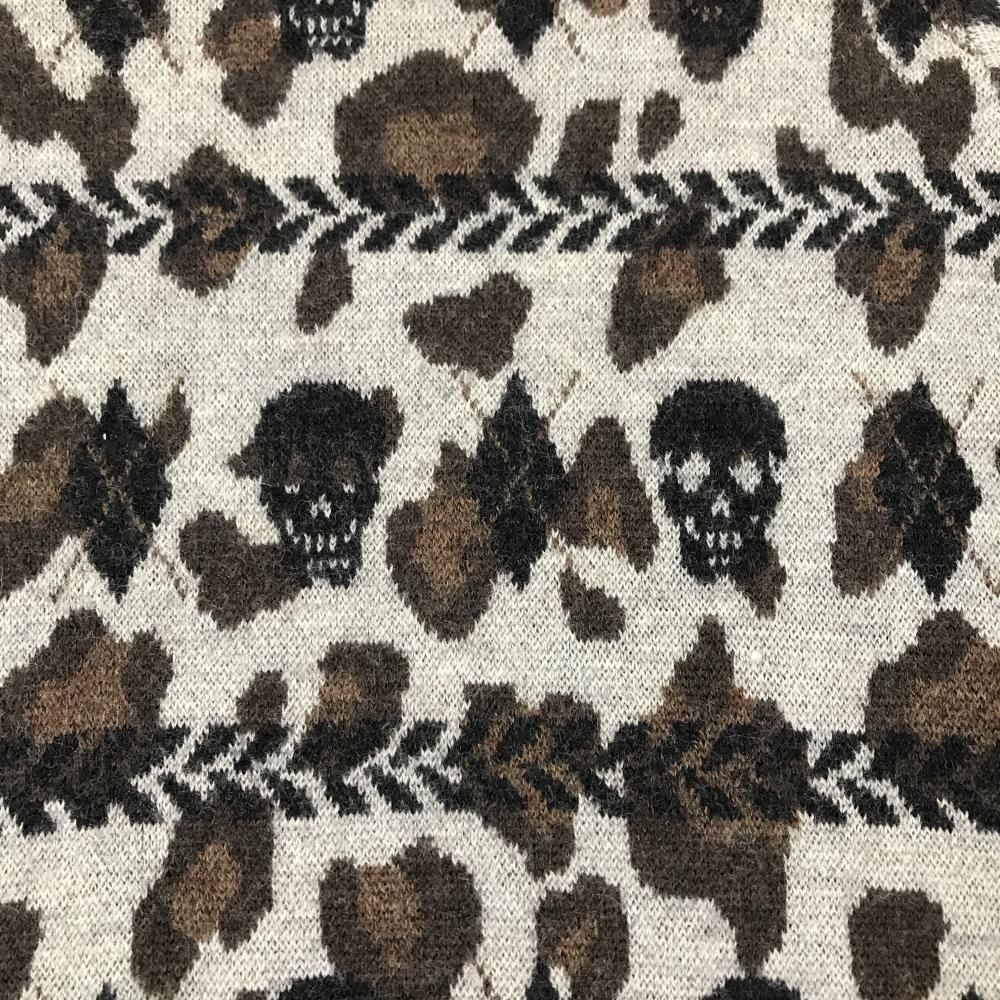 マークアンドロナ タートルネックセーター ブラウン×黒 総柄 スカル ニット メンズ L ゴルフウェア MARK＆LONA WWW_OLIVIERBERNSTEIN_COM