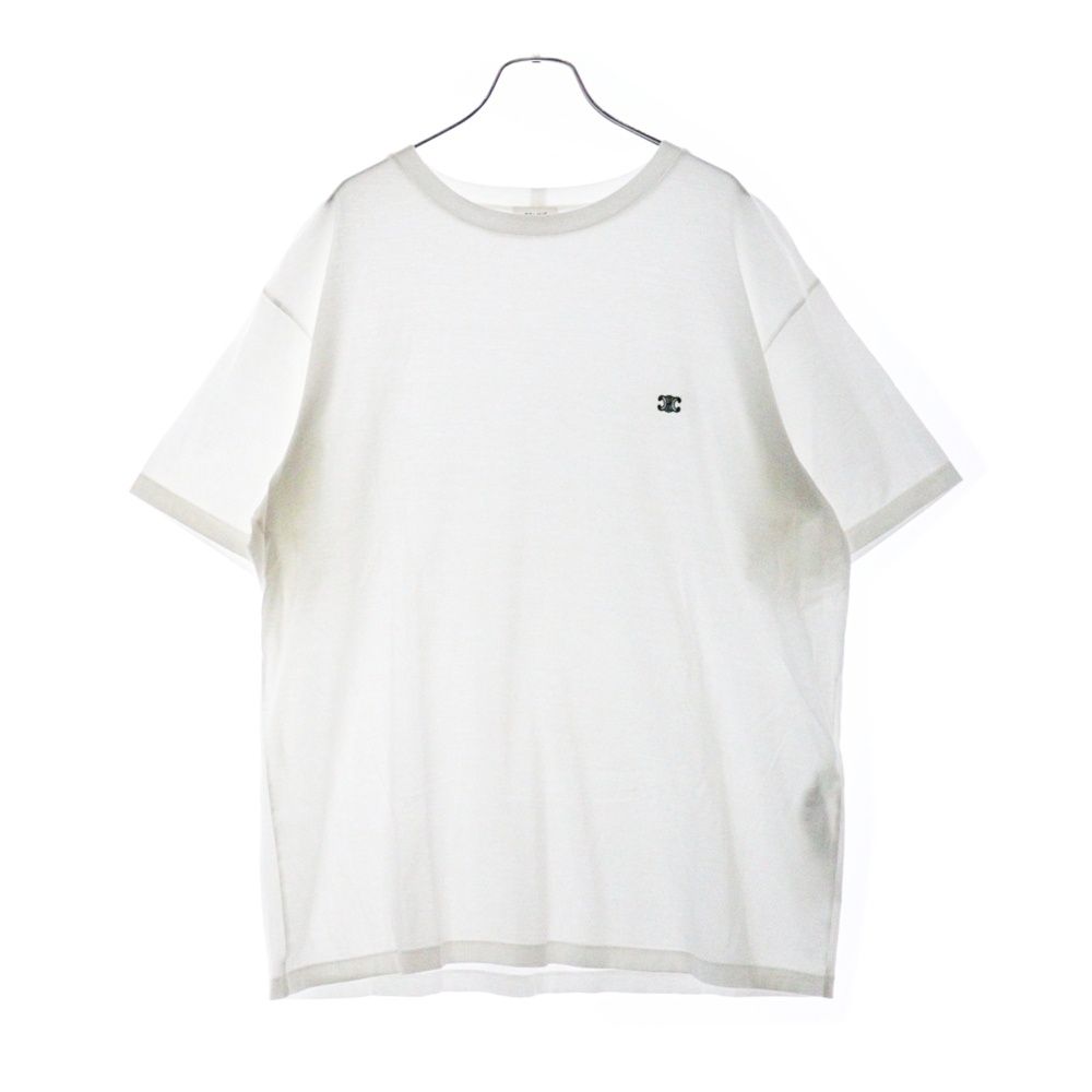 CELINE セリーヌ トリオンフ刺繍ロゴ ルーズ 半袖Tシャツ カットソー ホワイト