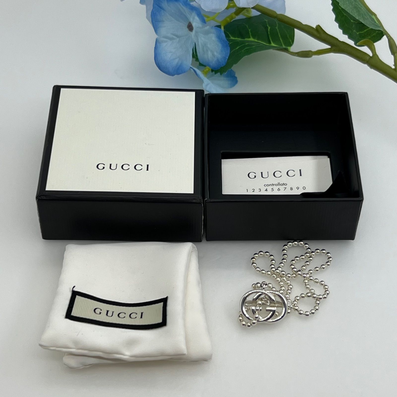 ♠ GUCCI ダブルG 43.5cm シルバー925 ネックレス 064811