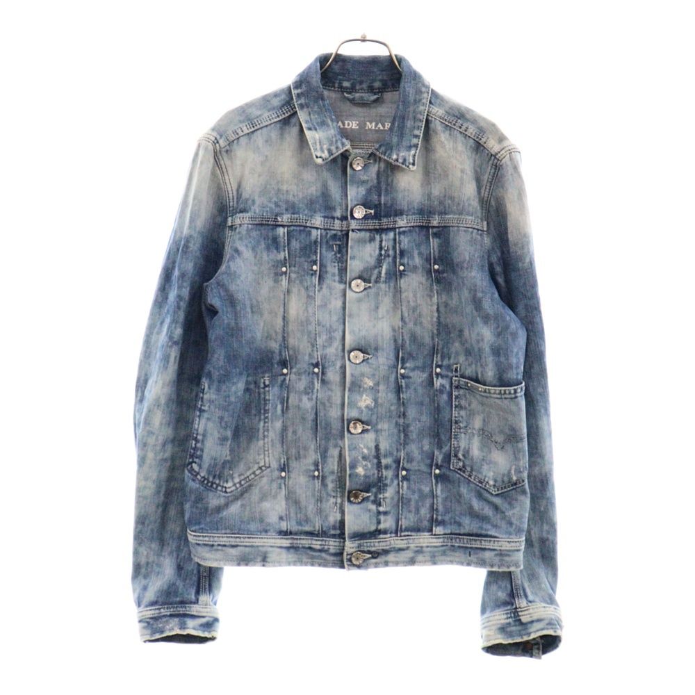 DIESEL (ディーゼル) プリーツ ヴィンテージ加工デニムジャケット インディゴ