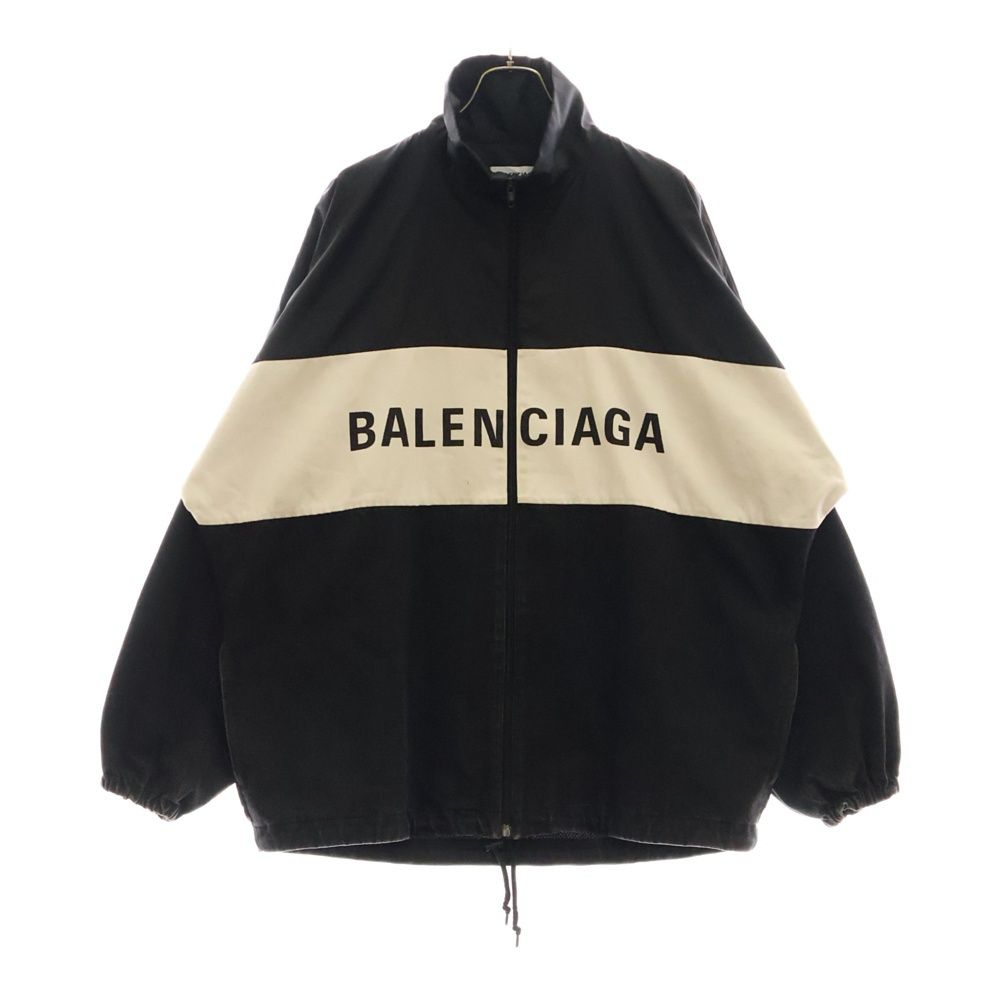 BALENCIAGA バレンシアガ 18AW Nylon Logo Denim Jacket 529213 TBQ03 オーバーサイズ ナイロンロゴデニムジャケット ブルゾン 切替 ブラック