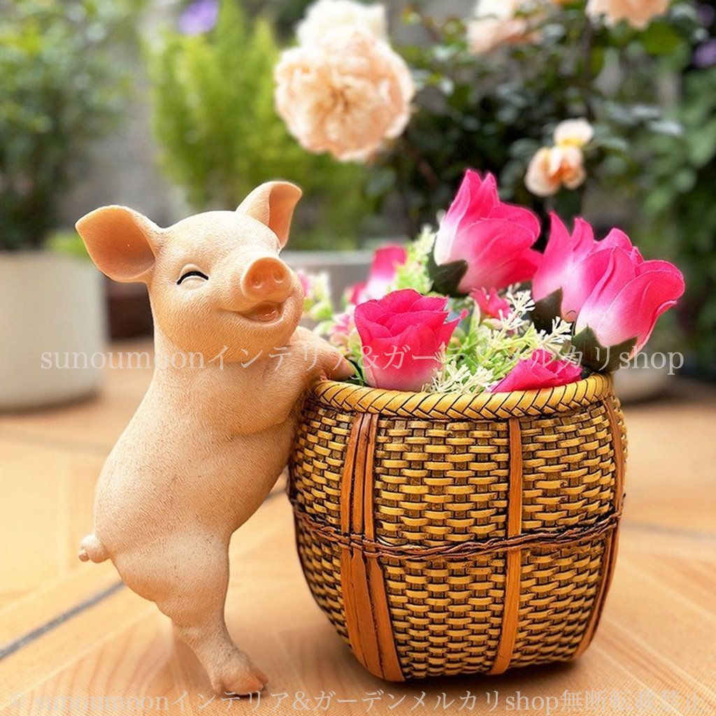 庭の装飾 樹脂 庭 雑貨 おしゃれ ブタ 8-14 お洒落 ぶた 植木鉢 プランター アニマル ガーデン雑貨 動物 鉢植え かわいい ガーデンインテリア ガーデン ガーデニング インテリア