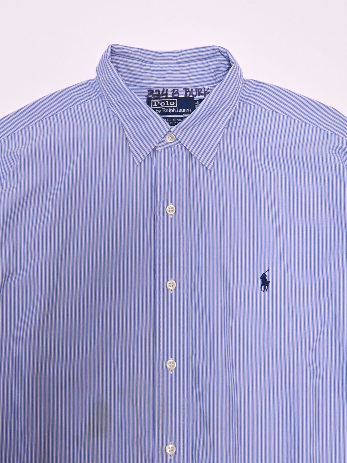 POLO Ralph Lauren Blue striped shirt #UK038 ラルフローレン