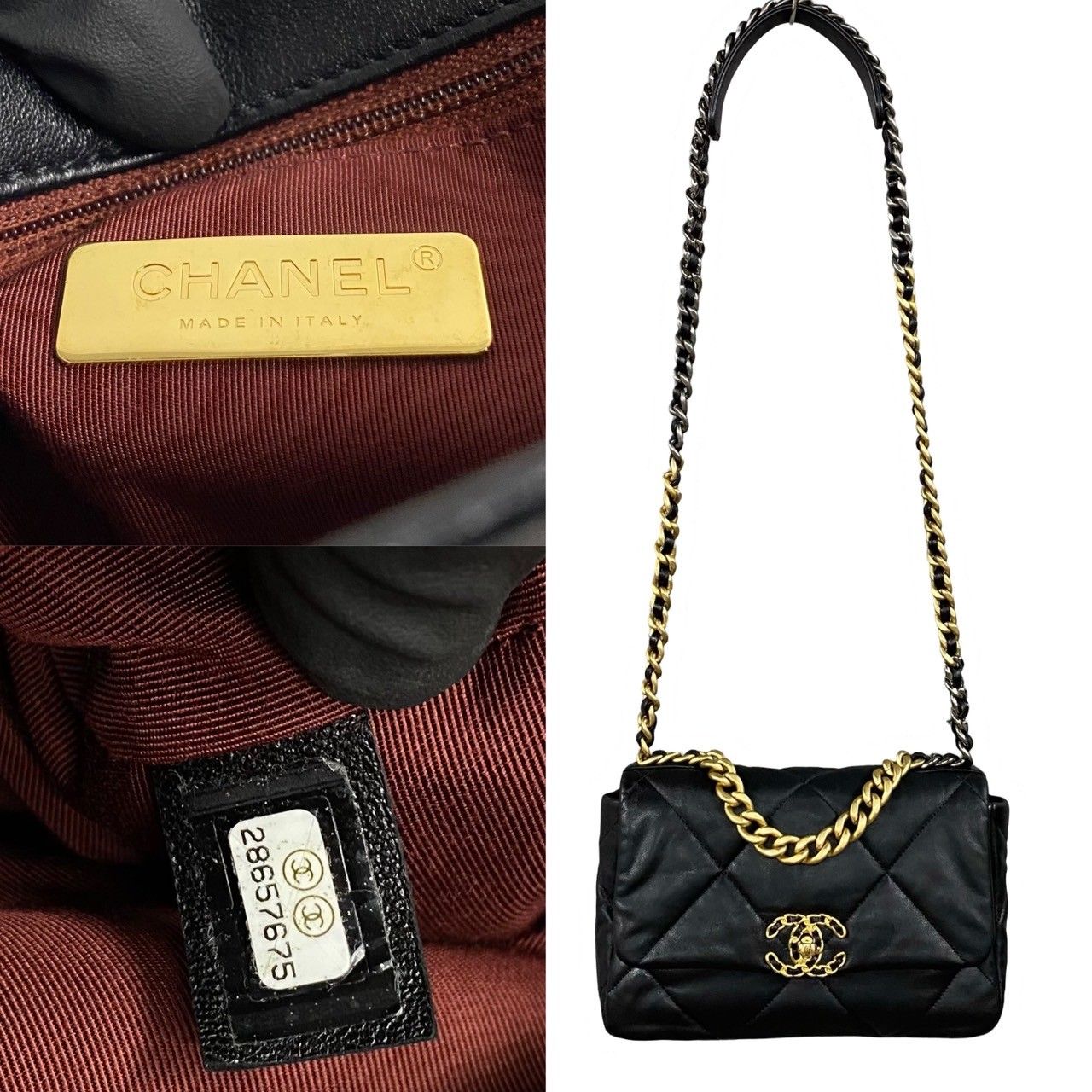 極 美品 袋付 カード シール有 28番台 CHANEL シャネル 19 ココマーク