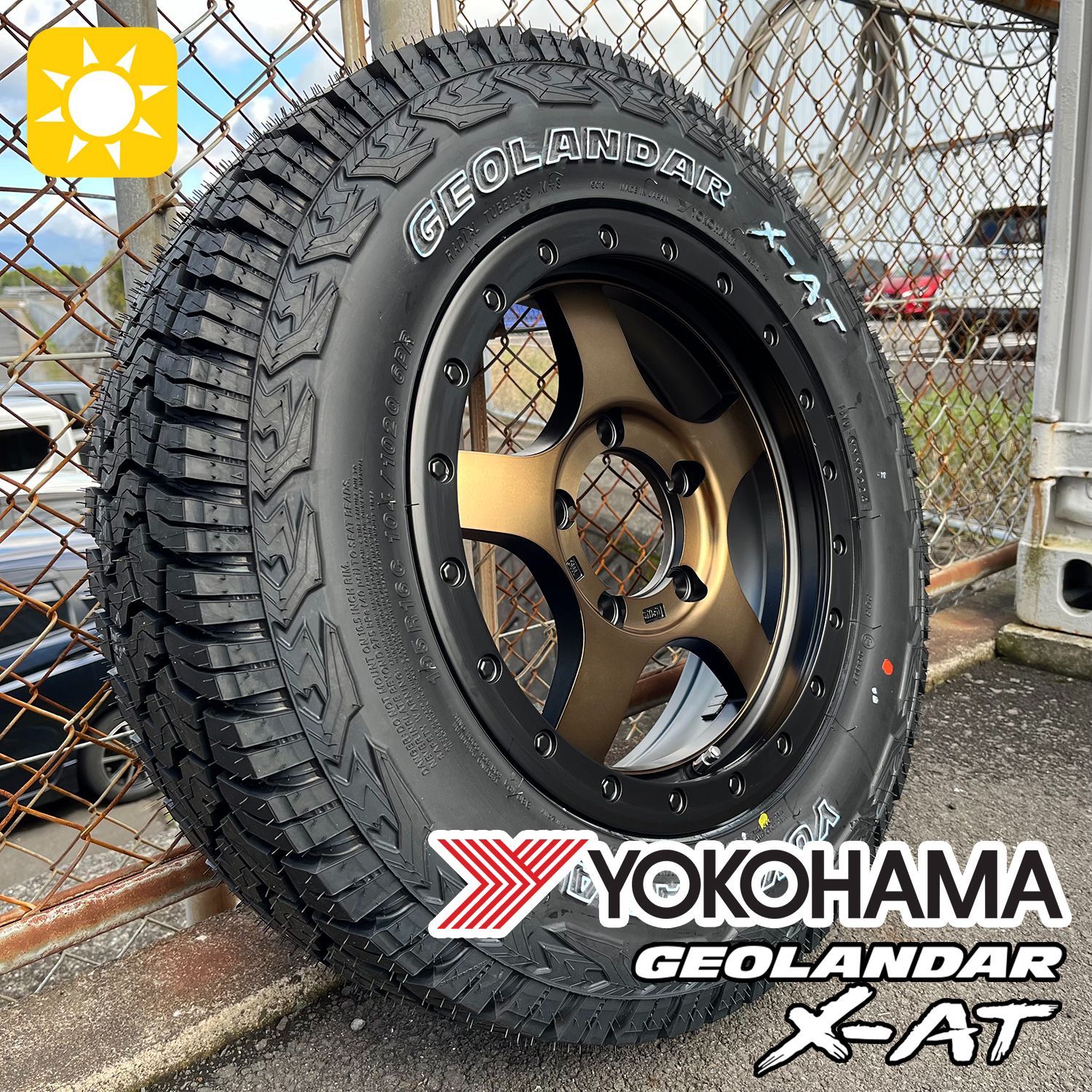 ほぼ新品タイヤ・ホイール4本セット　JB23ジムニーホイールとヨコハマジオランダー X-AT 195R16C GEOLANDAR 新カラー!! ジムニー JB64 195R16C 16インチ 新品 タイヤ
