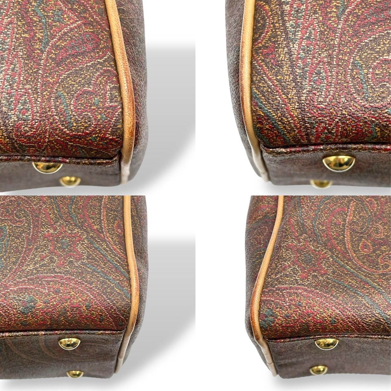 エトロ ミニボストン ハンドバッグ ペイズリー PVC レザー 定番 ボルドー DECORATOM_COM_BR