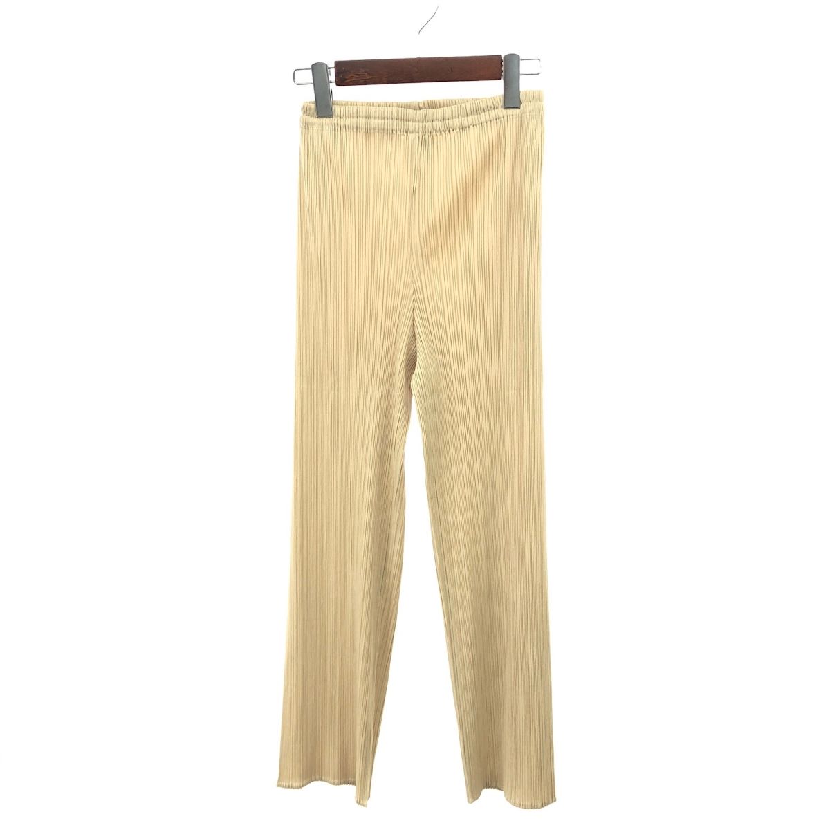 良好 PLEATS PLEASE プリーツプリーズ イッセイミヤケ パンツ サイズ 1 PP04-JF643 ベージュ レディース 240001147001