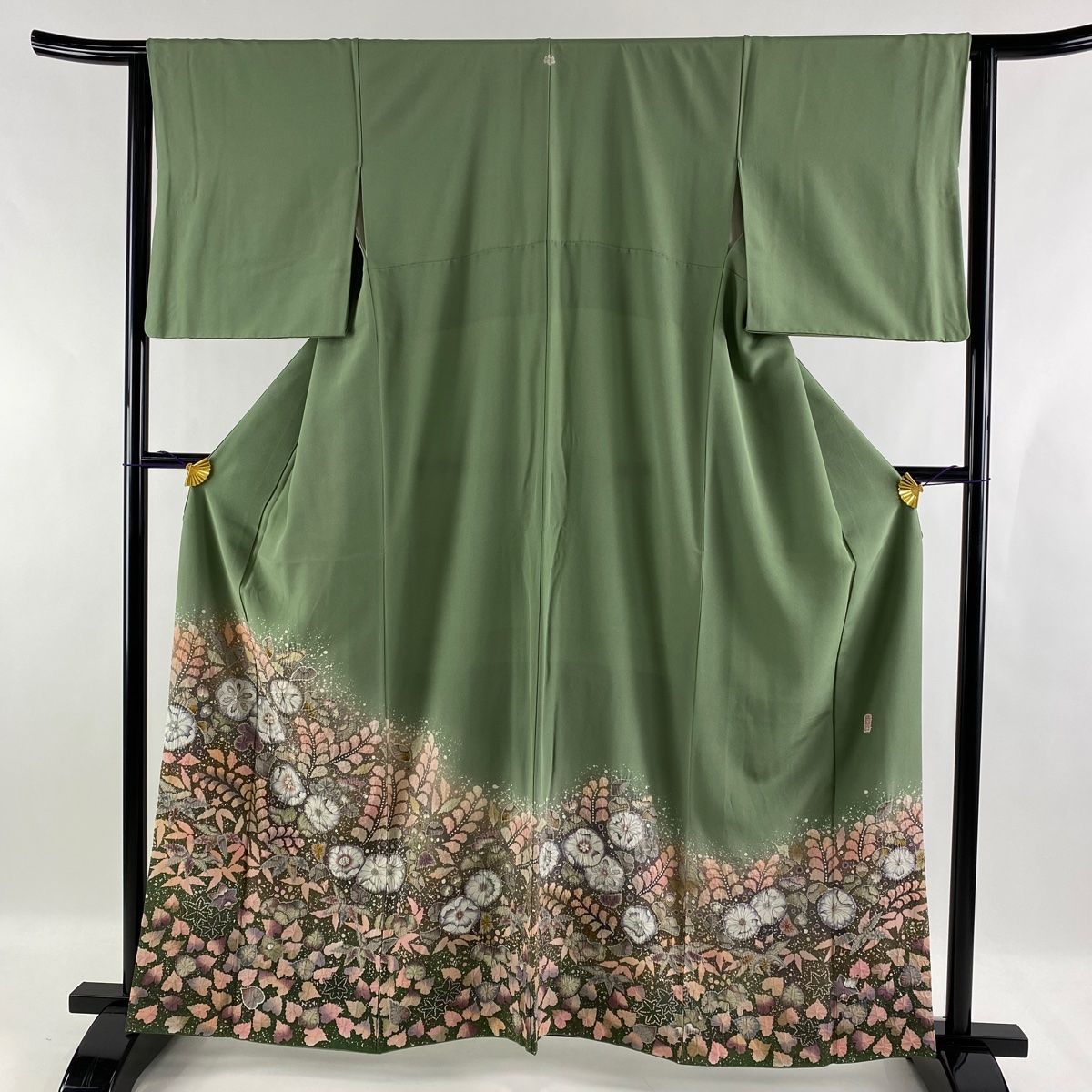 色留袖 美品 名品 落款 翠山工房 辻が花 ぼかし 鶯色 袷 身丈161cm 裄