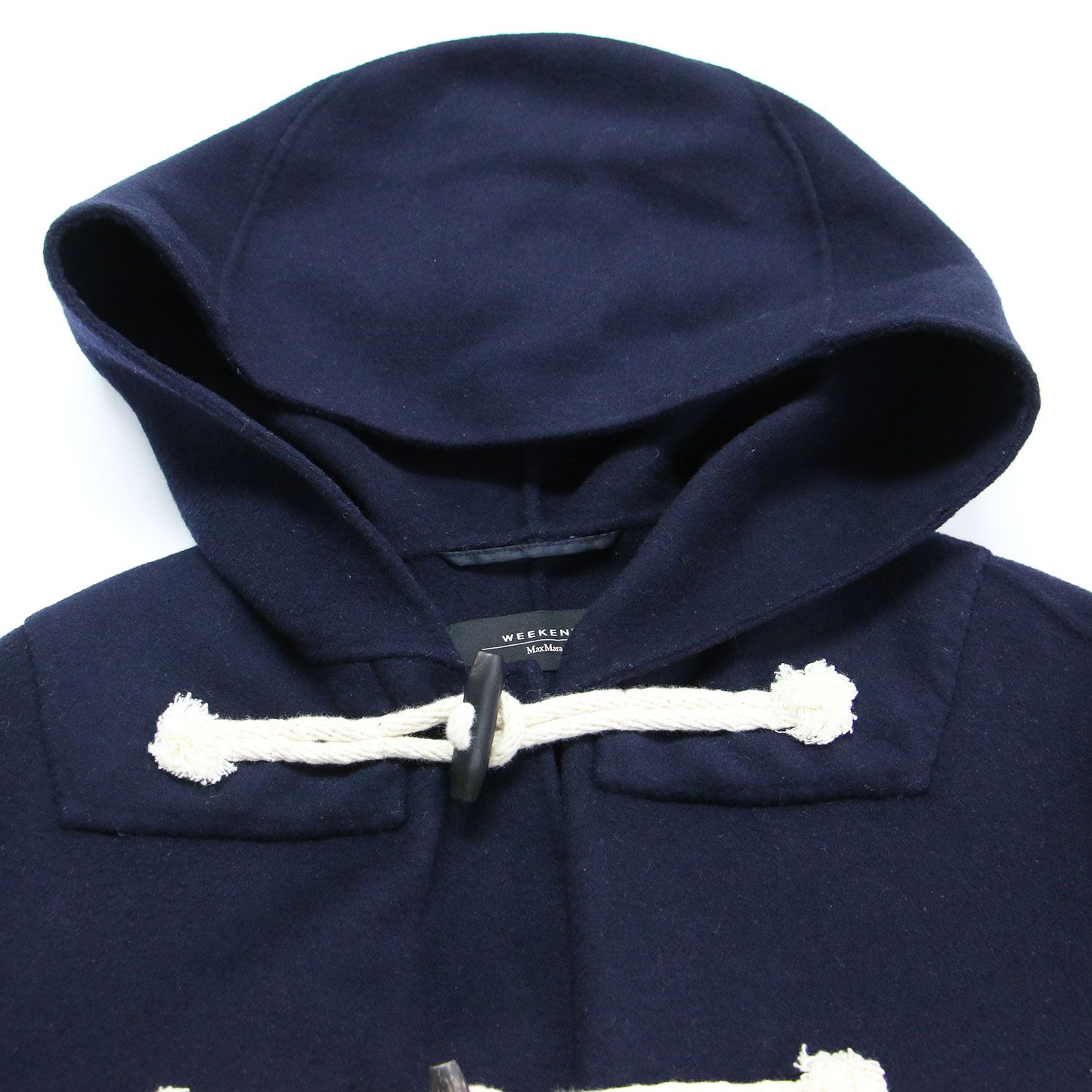 Weekend Max Mara ウィークエンド マックスマーラ コート ネイビー 紺 サイズ 40 M フード付き ショート ダッフルコート クロップド丈 ワイド ウール アウター ジャケット ブルゾン 上着 レディース GULLKHAN_COM