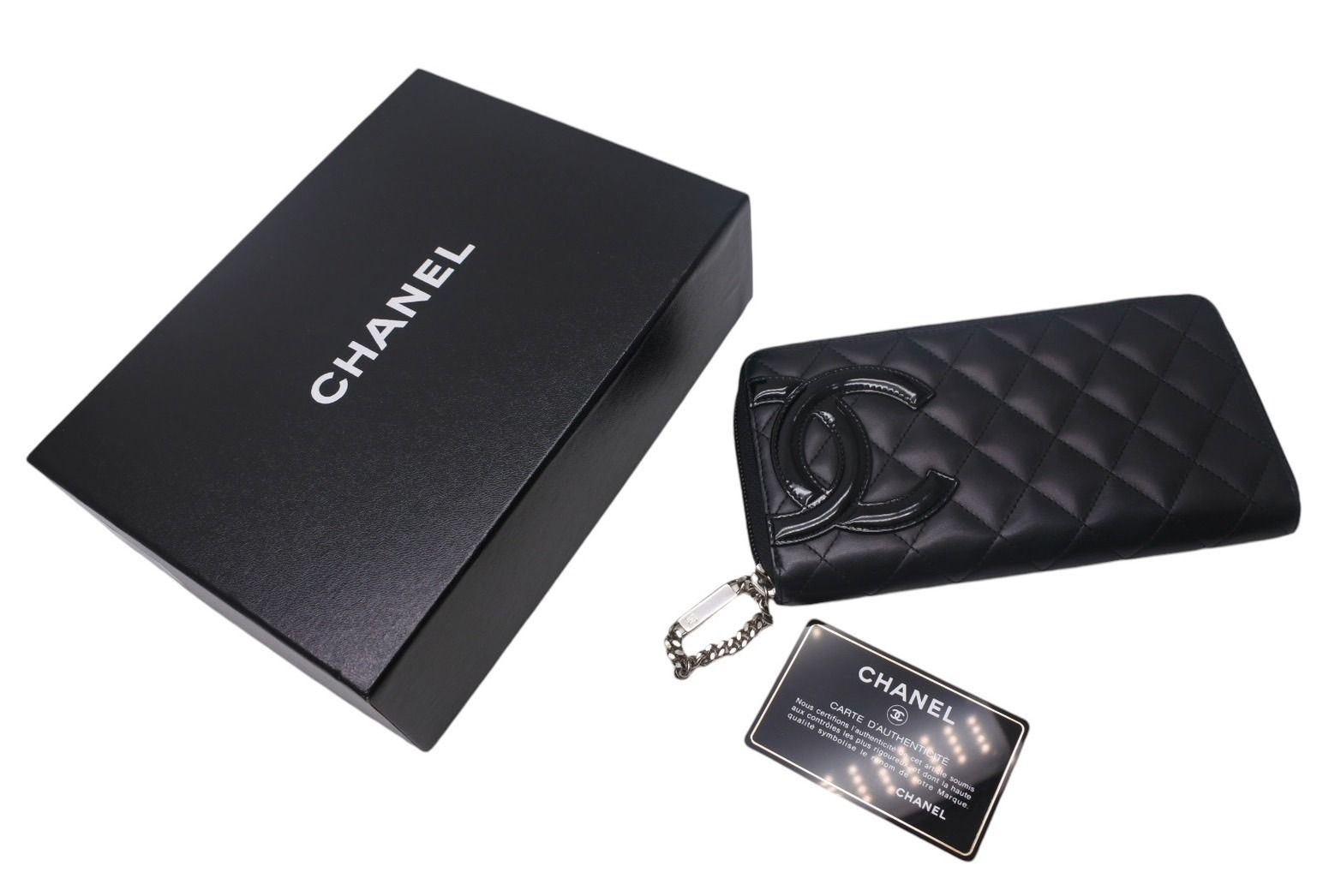 CHANEL シャネル カンボンライン 長財布 ラウンドファスナー 長財布 A50078 16番台 レザー ブラック ピンク 美品 中古  4c068718 - メルカリ