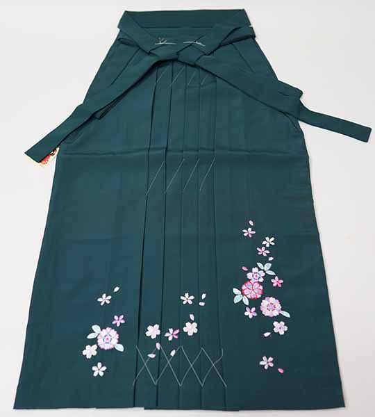 袴 刺繍 行灯袴 単品 女児 ヘラあり 7～10才用 深緑色 袴丈75cm 陽気な天使 女の子 卒業式 NO41583