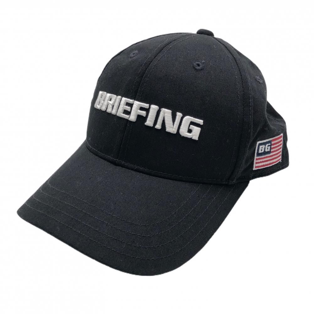 ☆特価☆【超美品】ブリーフィング キャップ 黒×白 立体ロゴ刺しゅう
