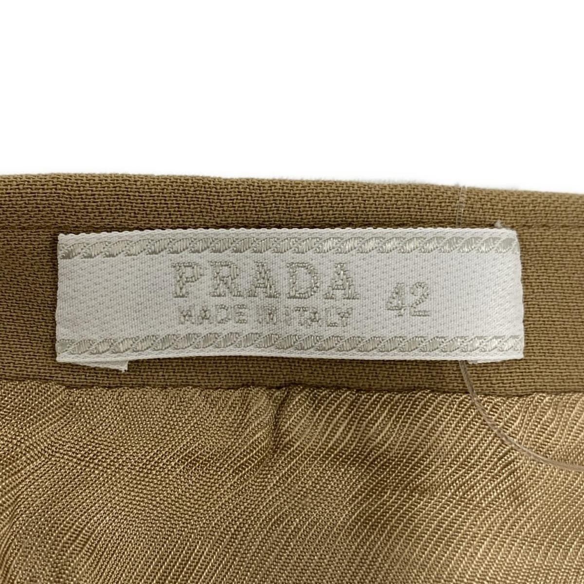 【人気】PRADA プラダ プリーツスカート ベージュ ゴールド刺繍42サイズ 人気】PRADA プラダ プリーツスカート ベージュ ゴールド刺繍42