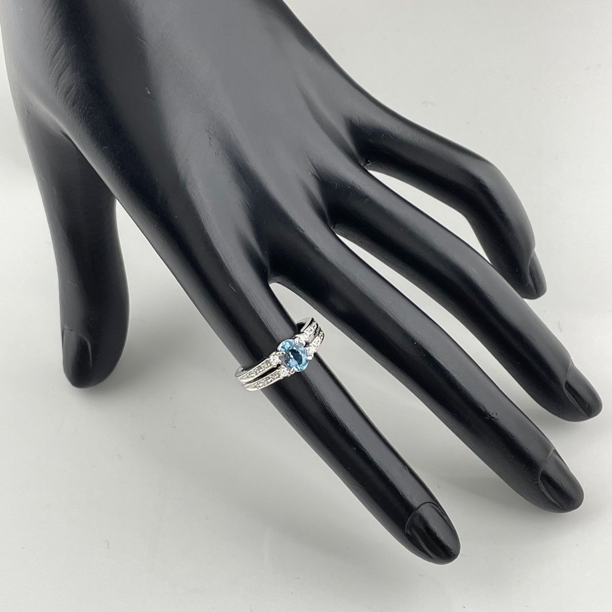 タサキ TASAKI アクアマリン デザインリング プラチナ 指輪 メレダイヤ 