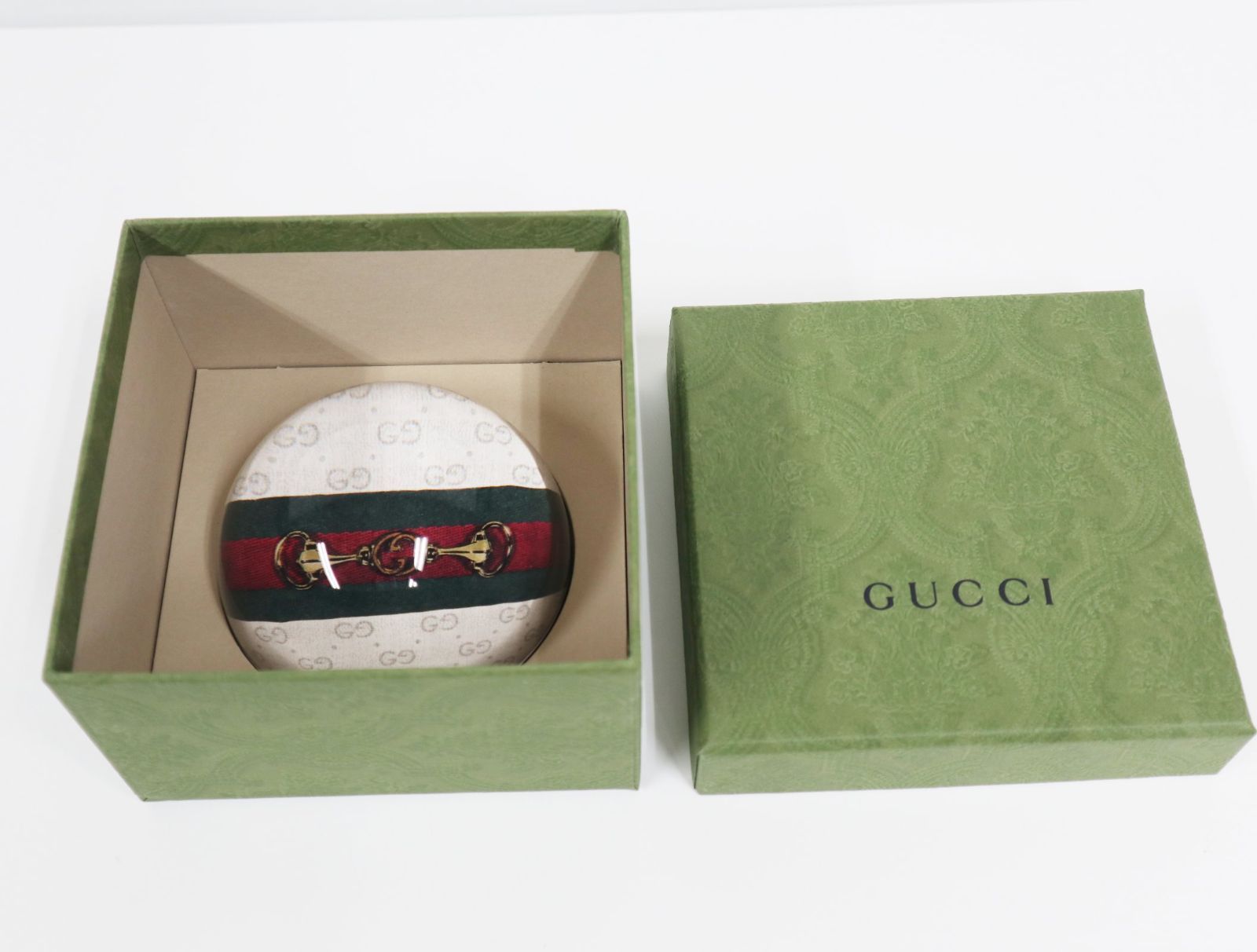 グッチ GUCCI ペーパーウェイト ホースビット GG柄 ガラス 置物