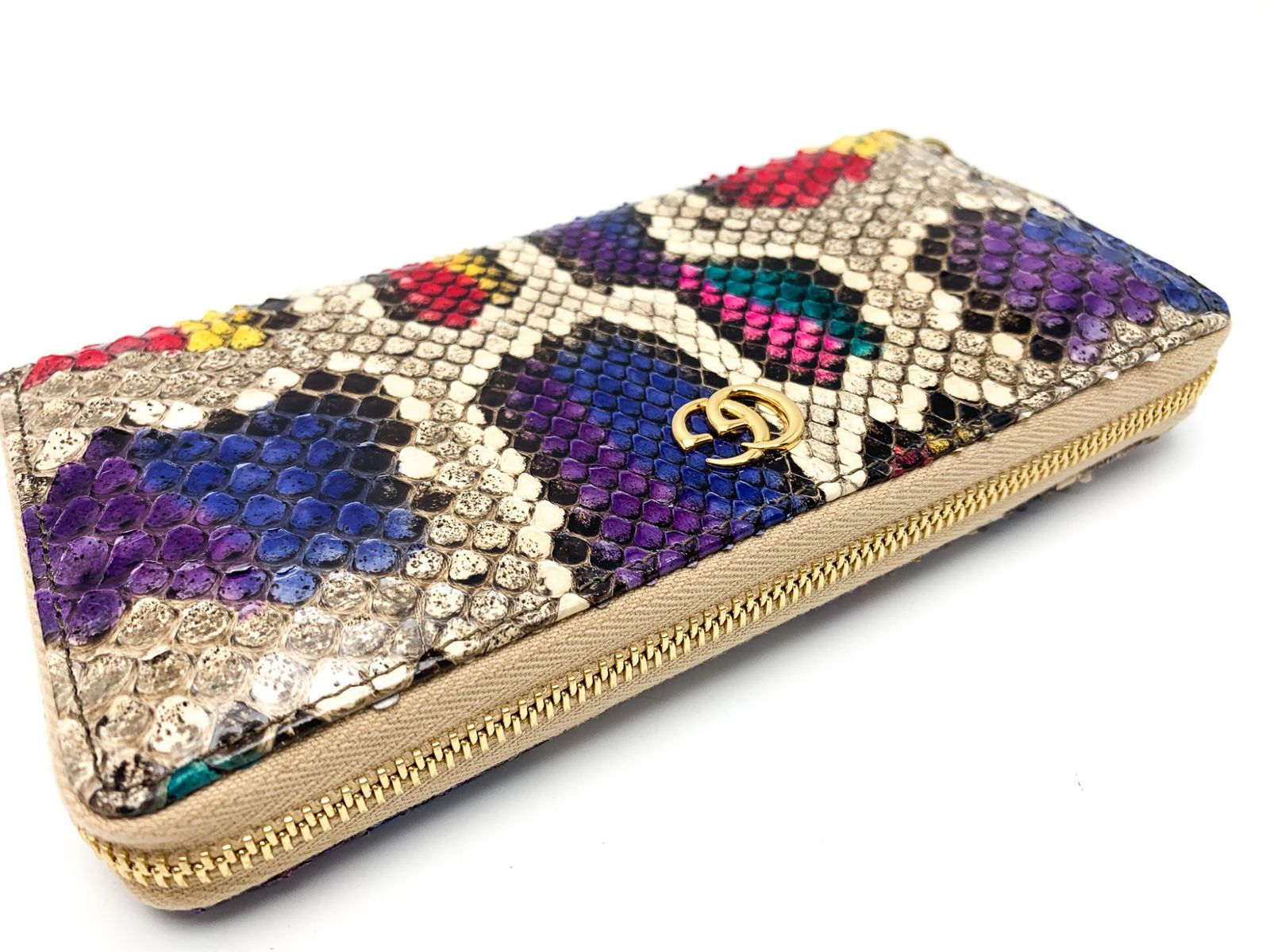 GUCCI グッチ カラフル GGマーモント パイソン 蛇革 レザー ジッピー 